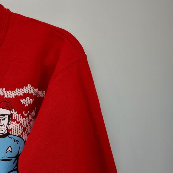 Jerzees Nublend Ugly Christmas Sweater Red Star Trek Size M - Picture 9 of 15